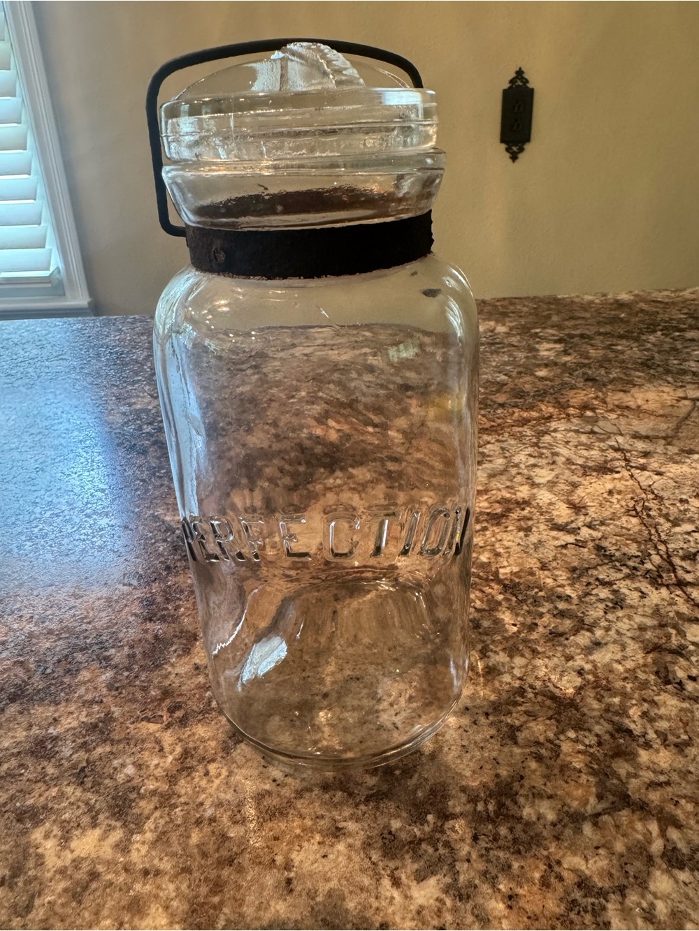 Vintage clear glass Perfection brand bail-closure canning jar